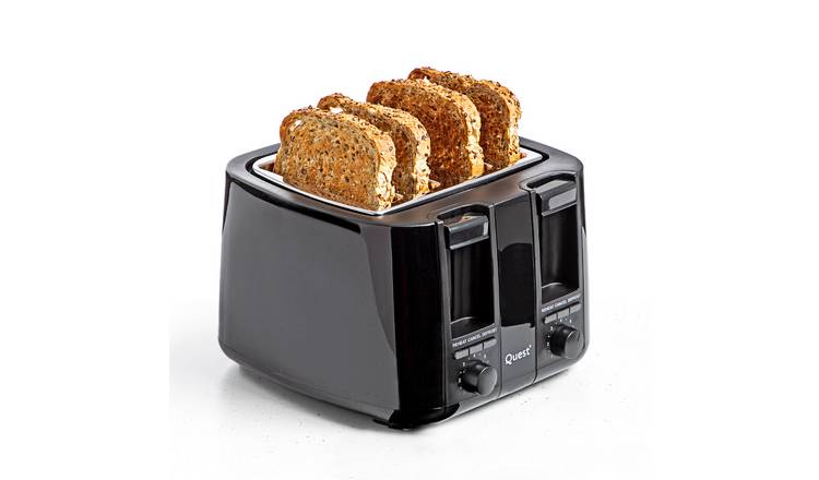 Quest 4 Slice Wide Slot Toaster - Black