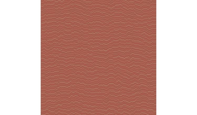 Grandeco Boutique Yoro Sand Dune Wave Embossed Metallic - Rust