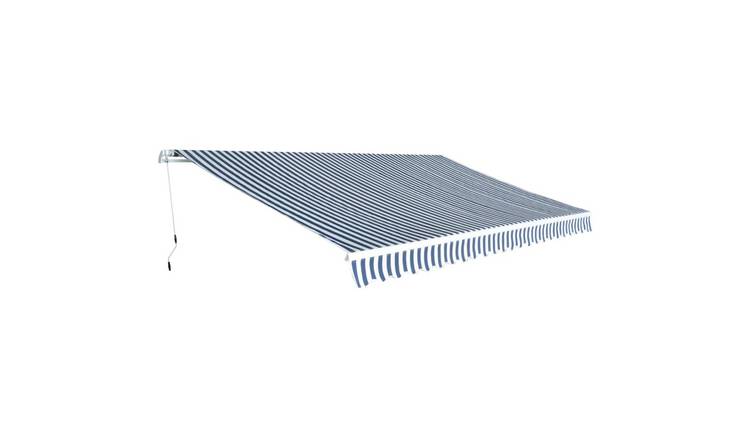 Walplus Polyester Awning - Blue and White - 500 x 300 cm