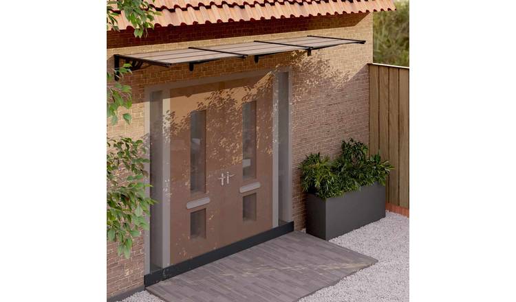 Walplus Polycarbonate Door Canopy - Black - 358.5 x 90 x 27.5 cm