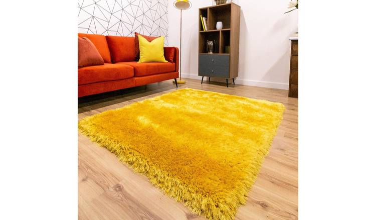 Mega Flooring Yellow Shaggy Plain Rug - 160 x 230cm