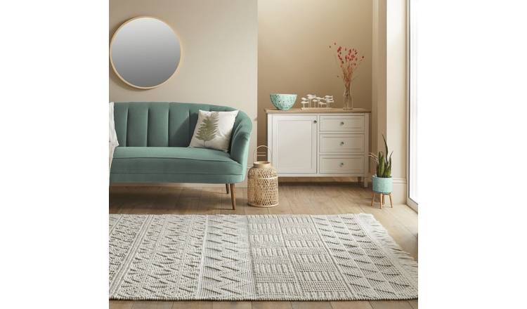 Mega Flooring White Kilim Geometric Rug - 120 x 170cm