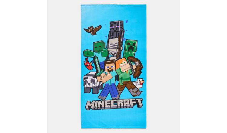 OHS Kids Minecraft Quick Dry Microfibre Beach Towel - Blue
