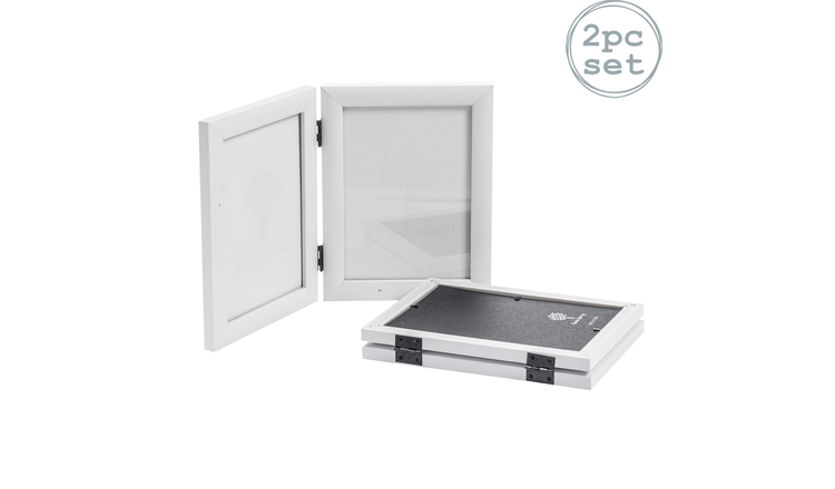 Nicola Spring Folding 2 Photo Frame 5 x 7" Pack of 2 - White