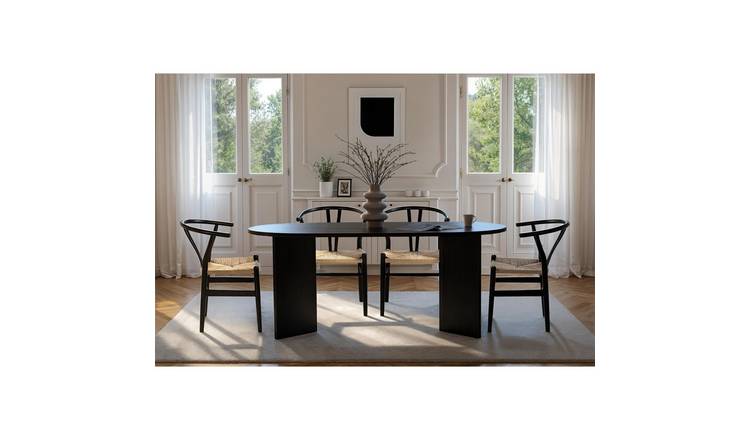 Decortie Sablin Wood-Effect Fixed Dining Table - Black Ash