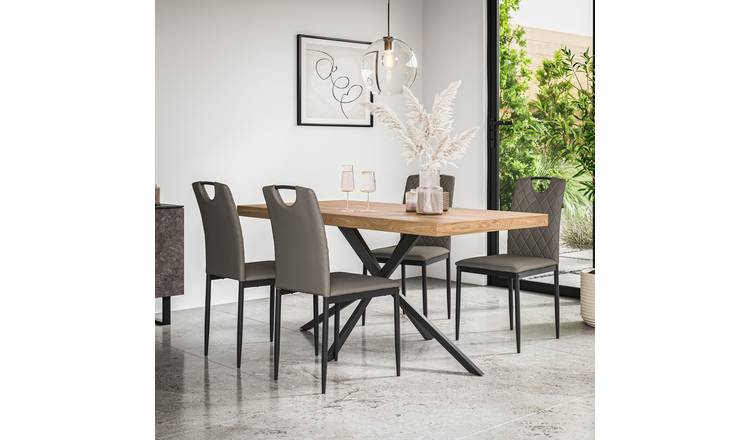Furniture Online Donni Monza Oak Effect Dining Table & 4 Grey Chairs