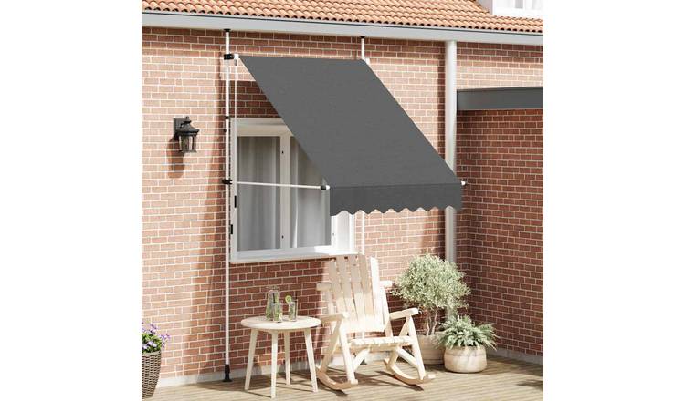 Walplus Manual Polyester Retractable Awning - Anthracite - 150 x 120 cm