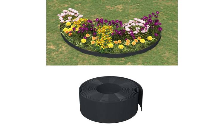 Walplus Pack of 3 Polyethylene Garden Edgings - Black - 1000 x 20 cm