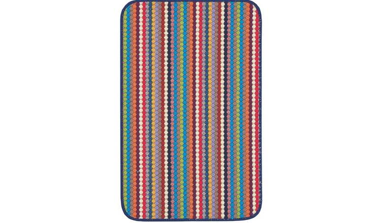 The Rugs Multicoloured Washable Nonslip Striped Rug - 80 x 140cm