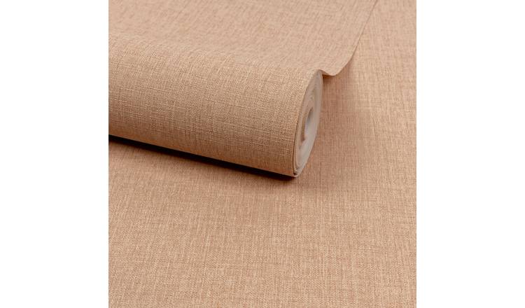 Grandeco Boutique Trente Linen Effect Embossed Wallpaper - Coral Rust