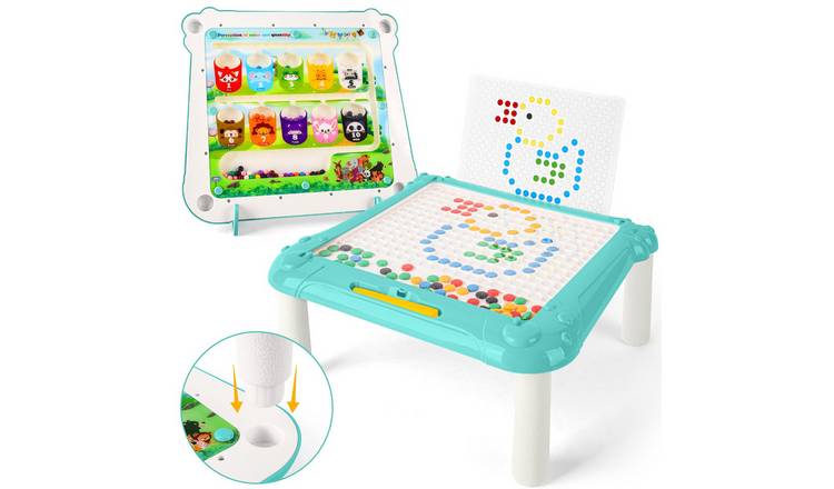 deAO 2 in 1 Magnetic Disk Drawing Maze Puzzle Table Toy - Blue
