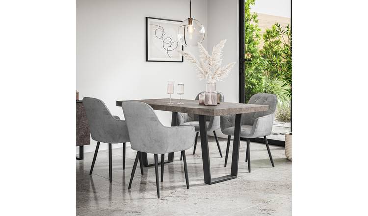 Furniture Online Aria Anika Concrete Effect Dining Table & 4 Grey Chairs