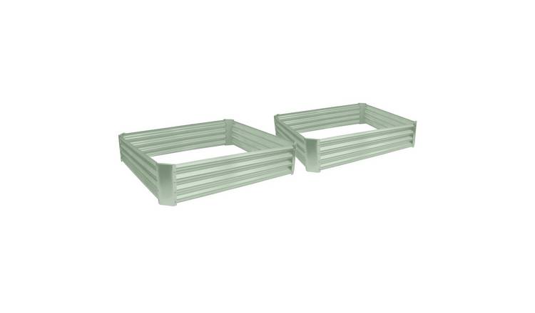 Harbour Housewares Square Raised Garden Beds - 120cm x 120cm - Green - Pack of 2