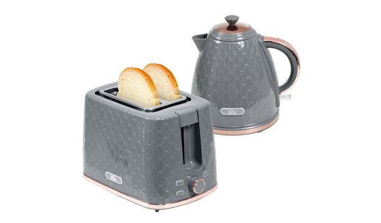 HOMCOM Kettle and 2 Slice Toaster Set with Auto Shut Off - Grey