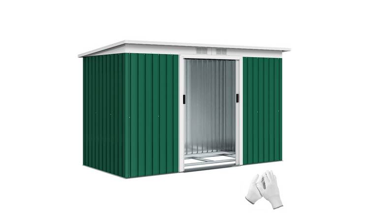 Outsunny Metal Waterproof Garden Shed with Foundation Kit - Deep Green