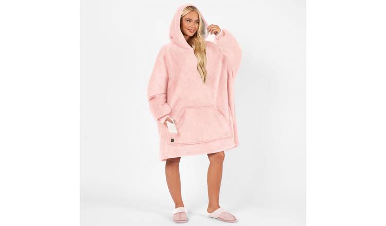 OHS Heated Hoodie Blanket - One Size - Blush