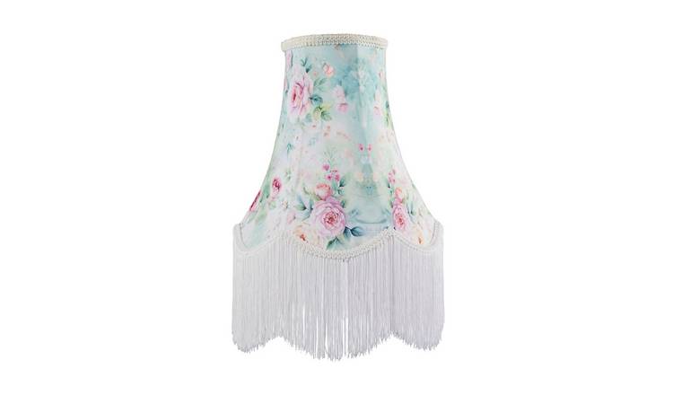 Happy Homewares Victorian Vintage Tall Teal and Green Lampshade - 30cm