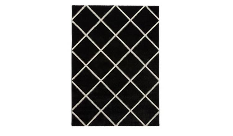 Mega Flooring Black Modern Geometric Rug - 120 x 170cm