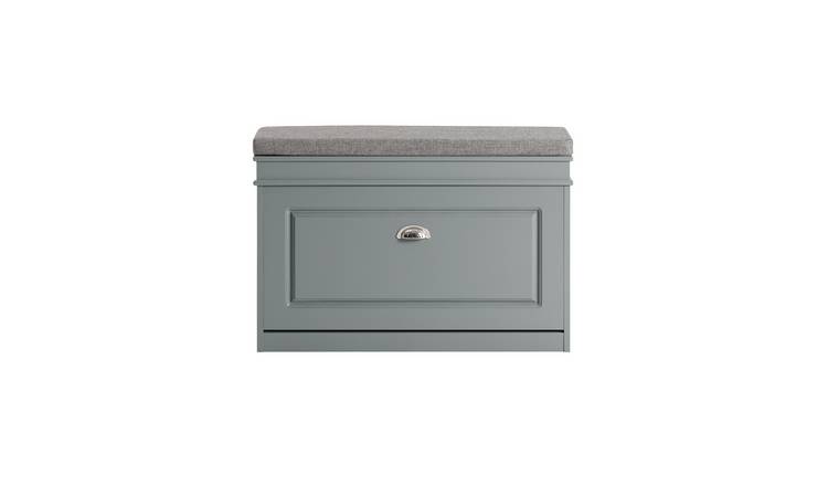 SoBuy 1 Flip Drawer Narrow Shoe Storage Bench - Grey