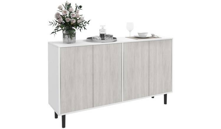 HOMCOM Wooden Modern Adjustable Storage Sideboard with 4 Doors - White