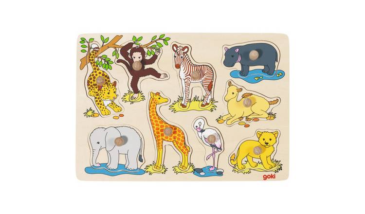 Goki Zoo Animals 9 Piece Lift Out Jigsaw Puzzle