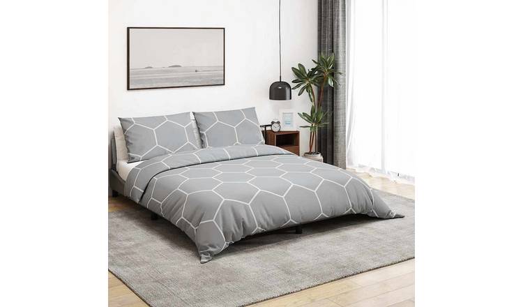 Walplus Hexagonal Patterned Pillowcase Cotton Duvet Cover - Grey - 65 x 65 cm