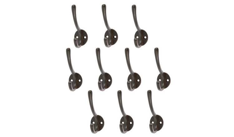 Hammer & Tongs Hat & Coat Hook - Black - Pack of 10