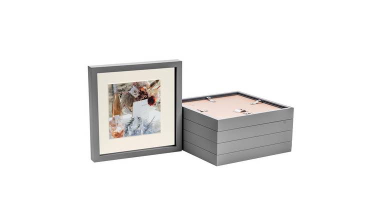 Nicola Spring 3D Box Photo Frames - 10 x 10" with Mount - Set of 5 - Grey