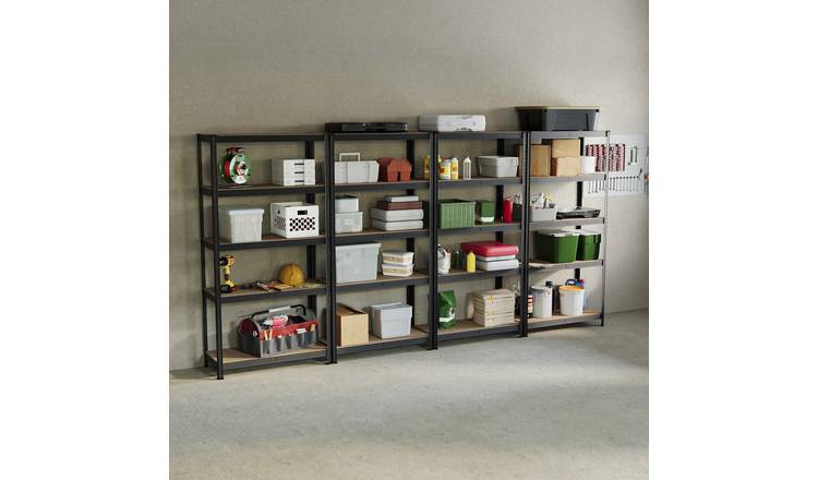 Home Vida 5 Tier 4 Bay Garage Shelf - Black
