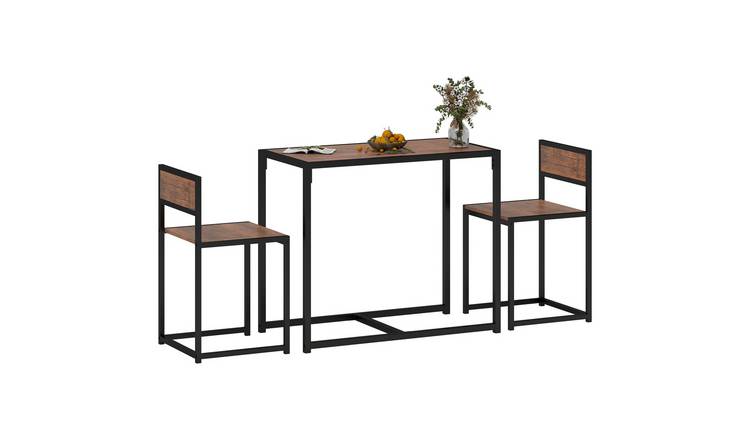 HOMCOM 3 Piece Rectangular Dining Table and Chairs Set - Natural Wood