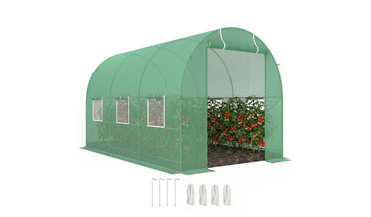 Outsunny Polytunnel Greenhouse with Steel Frame - Green