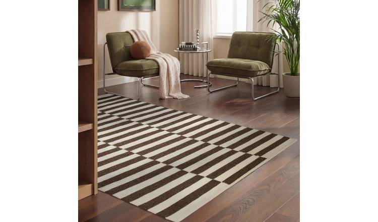 Hanse Home Brown Vika Striped Handwoven Wool Reversible Rug - 80 x 150cm