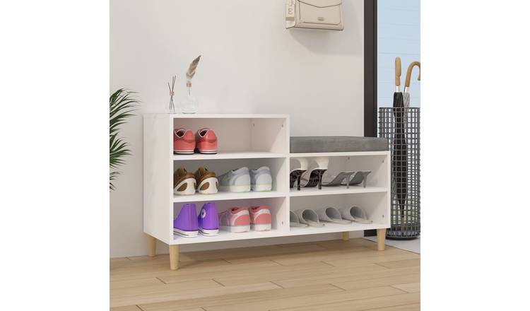Walplus Solid Wood Shoe Rack - White - 102 x 36 x 60 cm