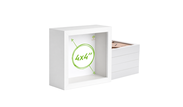 Nicola Spring 3D Deep Box Photo Frames - 4 x 4" - Set of 5 - White
