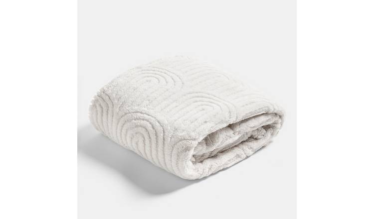 OHS Tufted Teddy Arches Blanket Throw 180 x 200cm - Stone