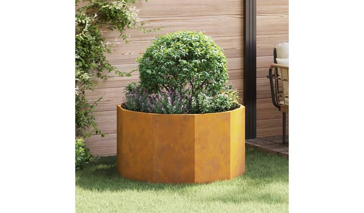Walplus Corten Steel Garden Planter - Rusty - 90 x 90 x 50 cm
