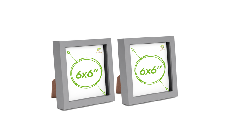 Nicola Spring 3D Box Photo Frames - 6 x 6" - Set of 2 - Grey