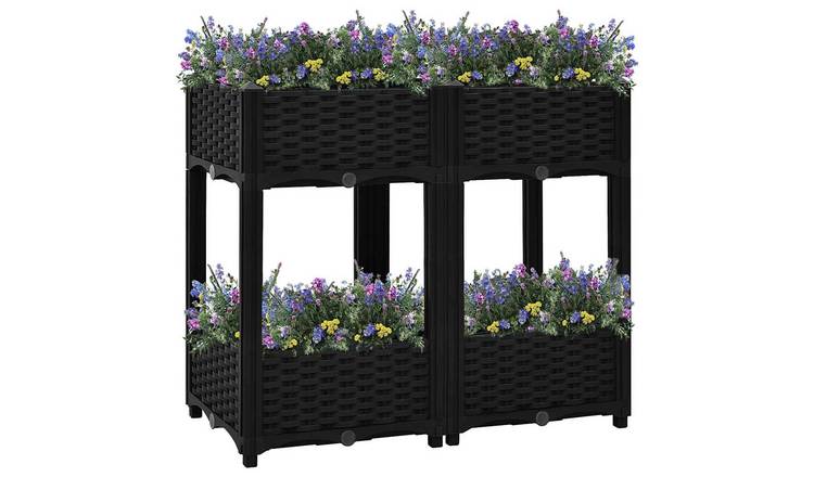 Walplus Polypropylene Raised Garden Bed - Black - 80 x 40 x 71 cm