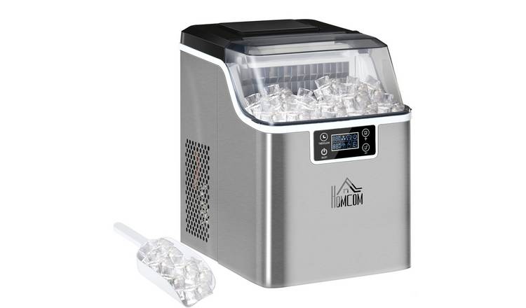 HOMCOM 20kg/24H Stainless Steel Ice Maker with Scoop and Basket - Silver