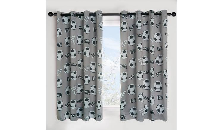 OHS Kids Football Eyelet Blackout Curtains 117 x 137cm - Grey