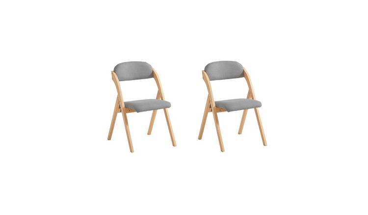 SoBuy Set Of 2 Folding Chair With Upholstered Seat -  Light Grey