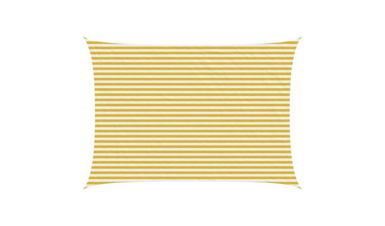Walplus Rectangular HDPE Sun Shade Sail - Yellow and White - 300 x 600 cm
