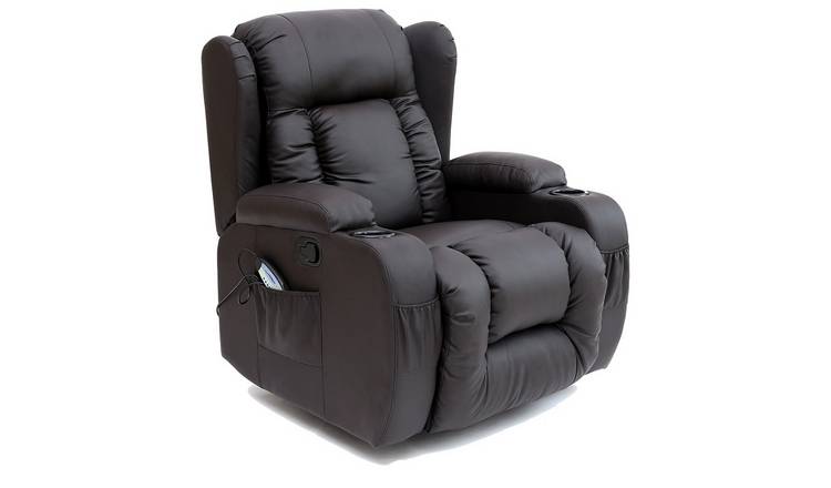Furniture Online Caesar Bonded Leather Recliner Swivel Heat & Massage Chair
