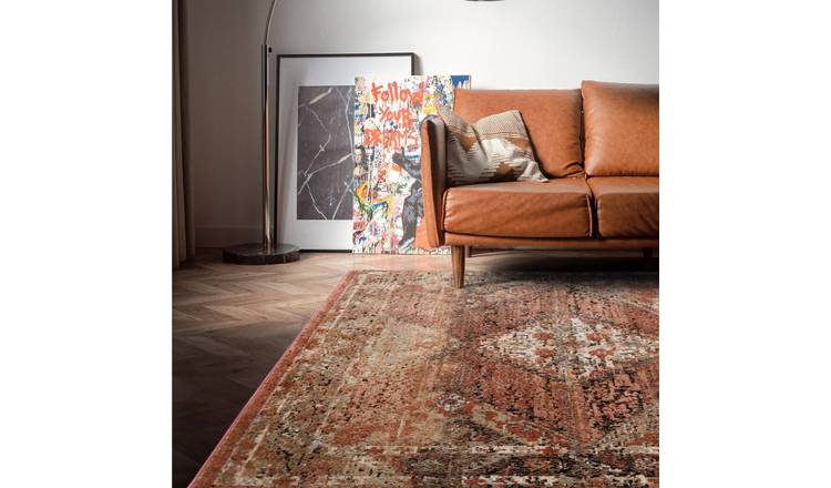 Mega Flooring Orange Traditional Bordered Rug - 120 x 170cm