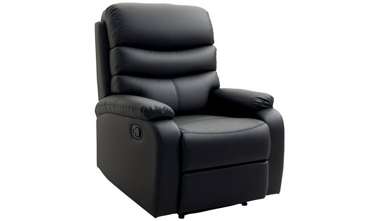 HOMCOM Faux Leather Adjustable Recliner Armchair with Leg Rest - Black
