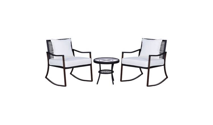 Outsunny 3 Piece Rattan Garden Bistro Set - Brown Cream White