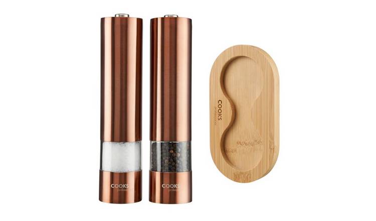 Cooks Professional Electric Salt and Pepper Mill Set with Base - Copper