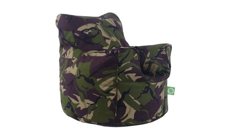 Bean Lazy Army Camo Cotton Bean Bag Armchair Child Teen Size Green