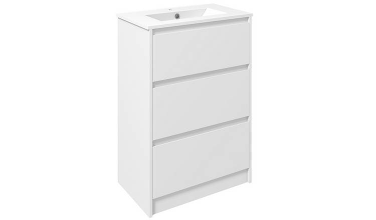 kleankin 600mm Bathroom Vanity Unit with Basin and Single Tap Hole - High Gloss