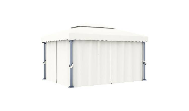 Walplus 4 x 3 m Aluminium Gazebo with Curtain - Cream White